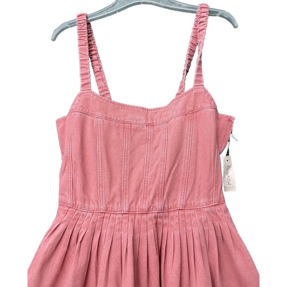 Beautiful Nomad Dress Denim Pink Stretch Straps Zipper Size 2XL Knee - Picture 2 of 14